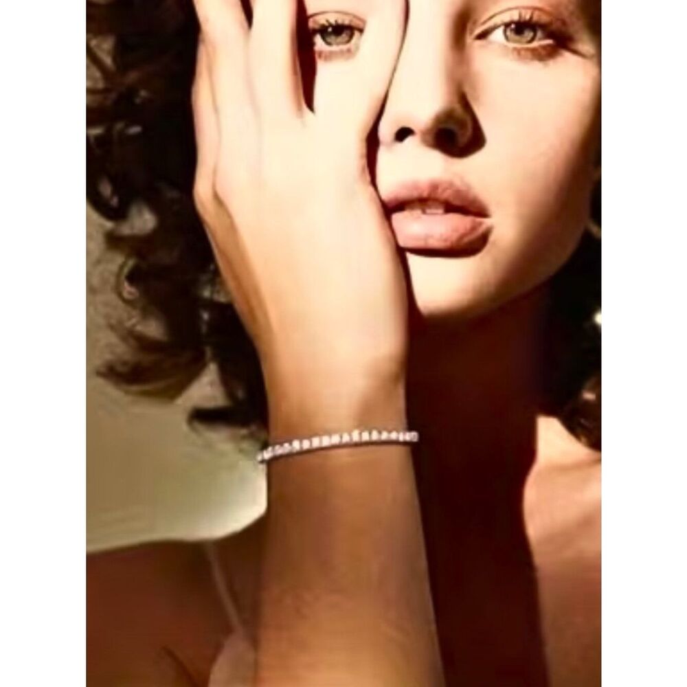 NWT Tennis Bracelet Round Brilliant Cut CZs S925 Sterling Silver Plate